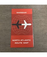 1965 SWISSAIR AIRLINES NORTH ATLANTIC ROUTE MAP 18 BY 20 1/4 - $20.44 CAD