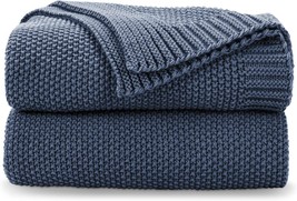 Blue Throw Blanket For Couch, Soft Cozy Cable Knit Throw Blanket For, Dusty Blue - $48.99