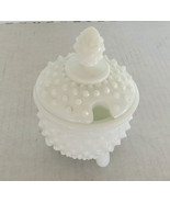vintage milk glass hobnail jam condiment  mustard jar with lid mid centu... - $395.18 MXN