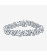 5CT Round Simulated Diamond Wave-Link Tennis Bracelet 14K White Gold Pla... - €105,57 EUR