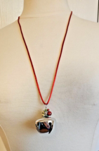 Holiday Large Silver Tone Jingle Bell Christmas Necklace With Ornament B... - $13.07