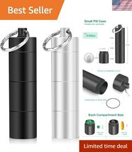 2 Pack Keychain Pill Holder, 3 Compartments Metal Small Pill Case, Water... - $23.71