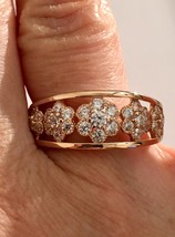 14K Rose Gold CZ Flower Band Ring Size 9 - £134.42 GBP