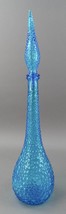 Empoli Italian Vintage MCM Blue Hobnail Glass Decanter Genie Bottle 22&quot; - £409.57 GBP