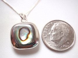 Reversible Mother of Pearl and Abalone 925 Sterling Silver Pendant - £7.76 GBP