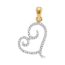 10k Yellow Gold Round Diamond Curled Heart Love Fashion Pendant 1/10 Ctw - £111.45 GBP