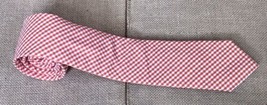 Tallia Orange White Gingham Cotton Necktie Tie Groovy Hipster - £11.25 GBP