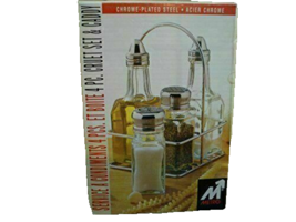 4 pc. Cruet Set &amp; Caddy Salt. Pepper, Oil and Vinegar - £33.08 GBP