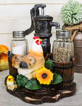 Farm Irrigation Well Pump Chicken Hen Salt Pepper Shakers Holder Figurin... - $28.99