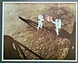 Apollo 11 Armstrong &amp; Aldrin Planting Old Glory On The Moon NASA AP 1107 NOS 160 - £7.90 GBP