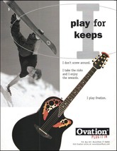 The 1999 Ovation A/E Black Guitar ad 8 x 11 snowboarding advertisement print - £3.33 GBP