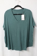 Women&#39;s Plus Size Short Sleeve V-Neck T-Shirt - a New Day™ - Green - Siz... - $3.71