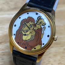 VTG Timex Disney Lion King Quartz Watch Men Gold Tone Leather Band New Battery - £20.54 GBP