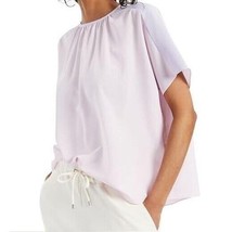 Alfani Womens M Lavender Rain Pink Round Neck Relaxed Fit Blouse Top NWT AN50 - £19.62 GBP