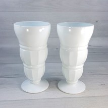 Vintage White Milk Glass 7&quot; Tall Goblet Milk Shake Soda Drinking Glass S... - $29.09