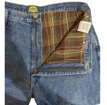 Cabelas FLANNEL LINED Jeans Mens Size 42x33 Blue Denim Brown Flannel - $44.07