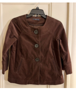 Gap Women&#39;s Jacket Brown Pockets 3/4 Sleeve Three Button Collarless Cott... - $10.00