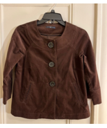 Gap Women&#39;s Jacket Brown Pockets 3/4 Sleeve Three Button Collarless Cott... - £7.86 GBP