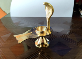 Religious Pure Brass Shivling Jaladhari Stand With naag For God Worship big size - £11.40 GBP