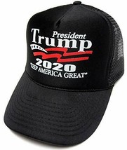 Keep America Great Hat President Trump 2020 Trucker Black Cap w/Mesh Back - £10.17 GBP