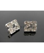 Michael Jordan Jumpman 23 Basketball Silver Tone CZ Stud Hip Hop Bling E... - $290.51 MXN