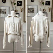 NWT Hollister Easy Mini Half-Zip Sweatshirt Off White $40 S - $536.67 MXN