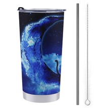 Mondxflaur Black Cat Steel Thermal Mug Thermos with Straw for Coffee - £16.59 GBP