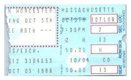 David Lee Roth Concert Ticket Stub Octobre 5 1986 Worcester Massachusetts - £21.75 GBP