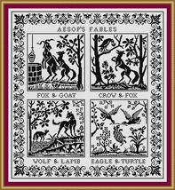 Cross Stitch Sampler Aesop’s Fables Sampler 1 Counted Cross Stitch Pattern PDF - £5.51 GBP
