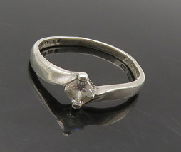 925 Sterling Silver - Petite White Topaz Bypass Solitaire Ring Sz 7.5 - RG16793 - £19.12 GBP