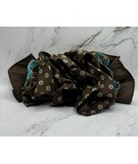 Vintage 80s 90s Big Silky Look Hair Bow Barrette Clip Ribbon Brown Turqu... - $11.65