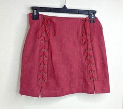 Abbeline Womens Sz XS Faux Suede Skirt Double Lace Tie Up Style DE1095 - £12.40 GBP