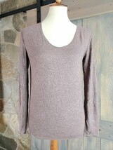 Angie Hatchi Long Sleeve Sweater Thermal Top (X2AC1) Taupe Size M - £16.70 GBP