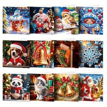 12pcs Christmas Greeting Cards Beaded &amp; Jewel Painting Handmade COMPLETE... - $45.53