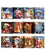 12pcs Christmas Greeting Cards Beaded &amp; Jewel Painting Handmade COMPLETE... - $45.53