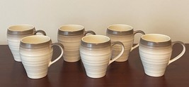 Set of 6 Mikasa Swirl Ombre Mocha Large Coffee Mugs Brown Border with Rings - £19.09 GBP