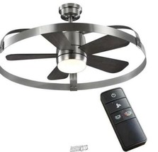 H.D.-36 in. White Color Changing Integrated LED Brushed Nickel Ceiling Fan - £129.06 GBP