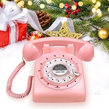 Rotary Dial Telephone 1960&#39;s Style Pink Retro Old Fashioned Landline Functional - £50.21 GBP