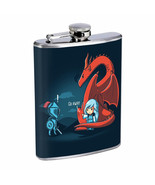 Damsel Dragon Knight Em1 Flask 8oz Stainless Steel Hip Drinking Whiskey - £11.83 GBP