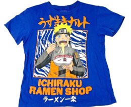 Retro Ichiraku Ramen Shop Graphic Print T Shirt Blue Youth XS Shippuden ... - £10.21 GBP