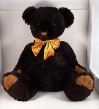 Golden Plush Black Bear With Gold Bow Tie 18&quot; Tall - £17.22 GBP