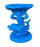 Vintage Holland Mold Blue Cherub On Dolphin Trinket Shell Soap Dish 1960... - $33.71 CAD