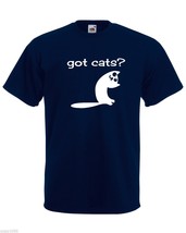 Mens T-Shirt Cute Cat Quote Got Cats?, Funny Kitty TShirt, Smiling Cat S... - $24.74