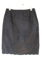 Talbots 8 Black Cotton Eyelet Floral Scalloped Pencil Skirt Lined - $25.64
