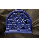 Cast Iron Napkin or Letter Holder – Ornate Blue Scroll Design, Heavyweig... - $23.95