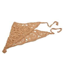 Vintage Brown Headband Floral Crochet Bandana Cotton Hair Scarf of Kerchief - £14.00 GBP