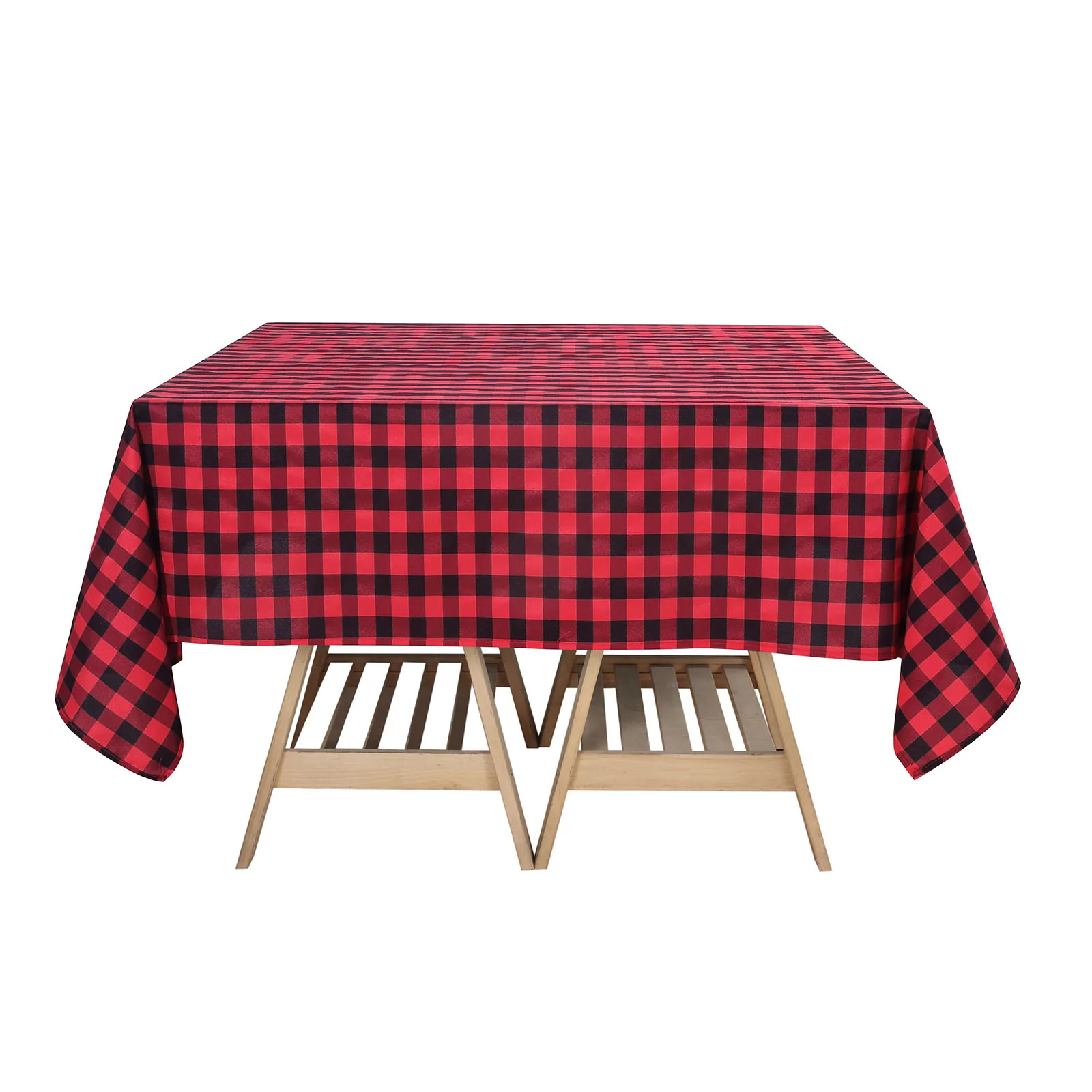 Black Red - 70&quot; Square Polyester Tablecloths Perfect Picnic Checkered - £23.88 GBP