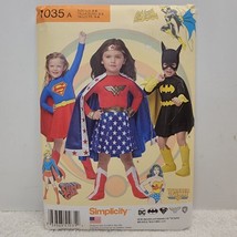 Simplicity 1035 Girls Size 3-8 Bat Girl Wonder Woman Super Girl Sewing Pattern - $9.64