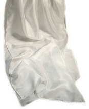 100% Habotai  Silk Scarf. White. 8mm.  15" X 60" CLEARANCE