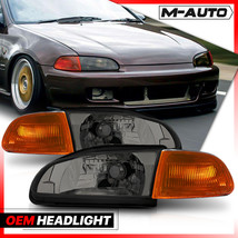 LH+RH 4PC Black Headlight+Amber Corner Signal for 1992-1995 Honda Civic 2/3Dr HB - £90.68 GBP